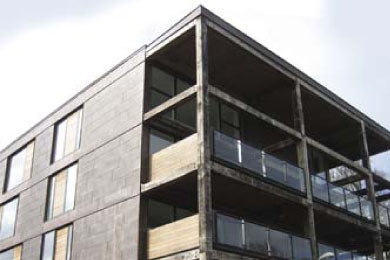 Mixed use of structural holow sections, light steel framing and composite floor slab as part of Metek's package.